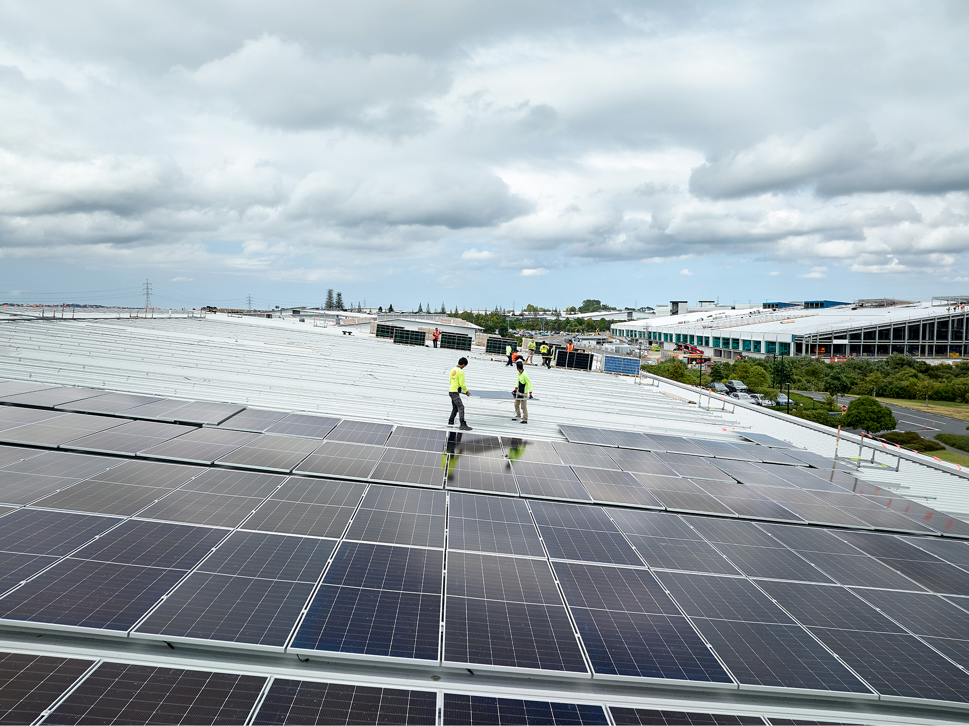 Solar panels installed on the fp healthcare roof
