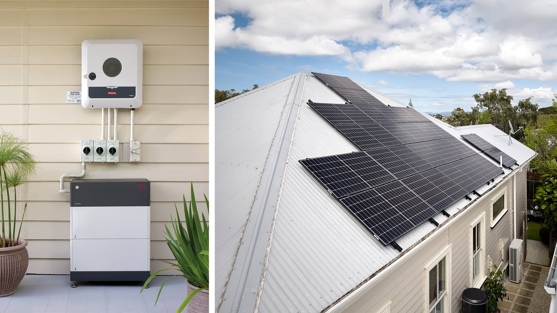 Solar panels installed on the home's north-facing roof.