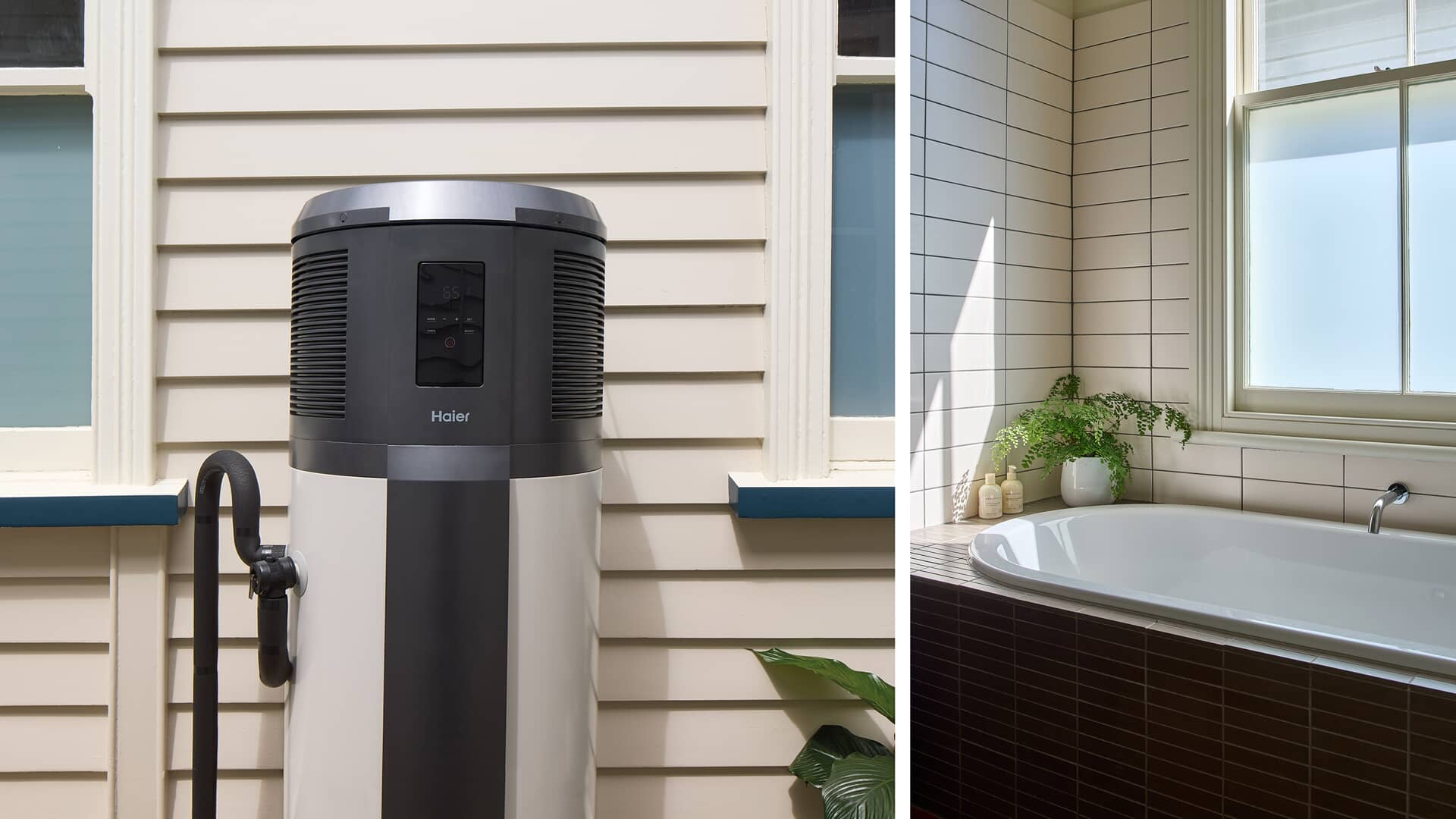 Haier Monoblock Hot Water Heat Pump connected to a Solar PV system.