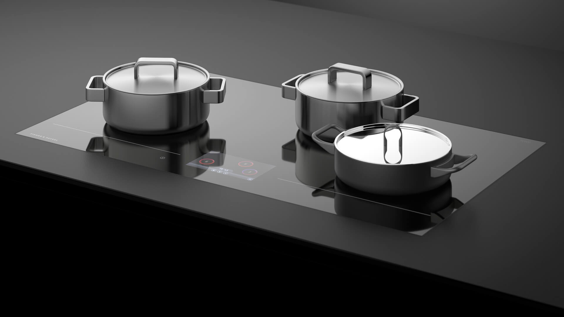 Three Pots on a Minimal Style Glass Cooktop